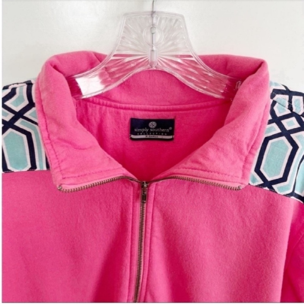 Simply Southern shirt pullover pink Baklava pattern quarter zip - Picture 6 of 9
